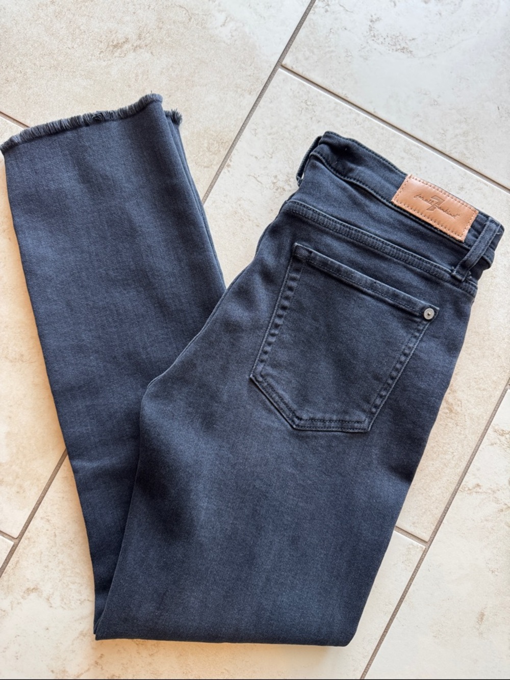 7 For All Mankind washed black raw hem jeans size 29